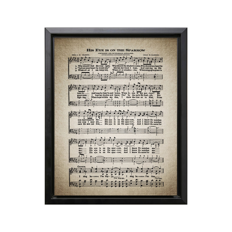 Drap-housse «Son œil est sur le moineau», 24"H x 32"W, Canvas, Black Framed