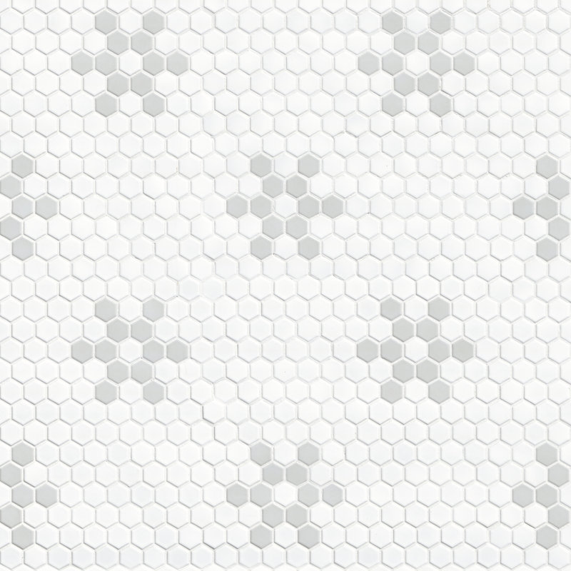 Florava 12 in. x 12 in. Matte Porcelain Mosaic Floor and Wall Tile, Moonlite