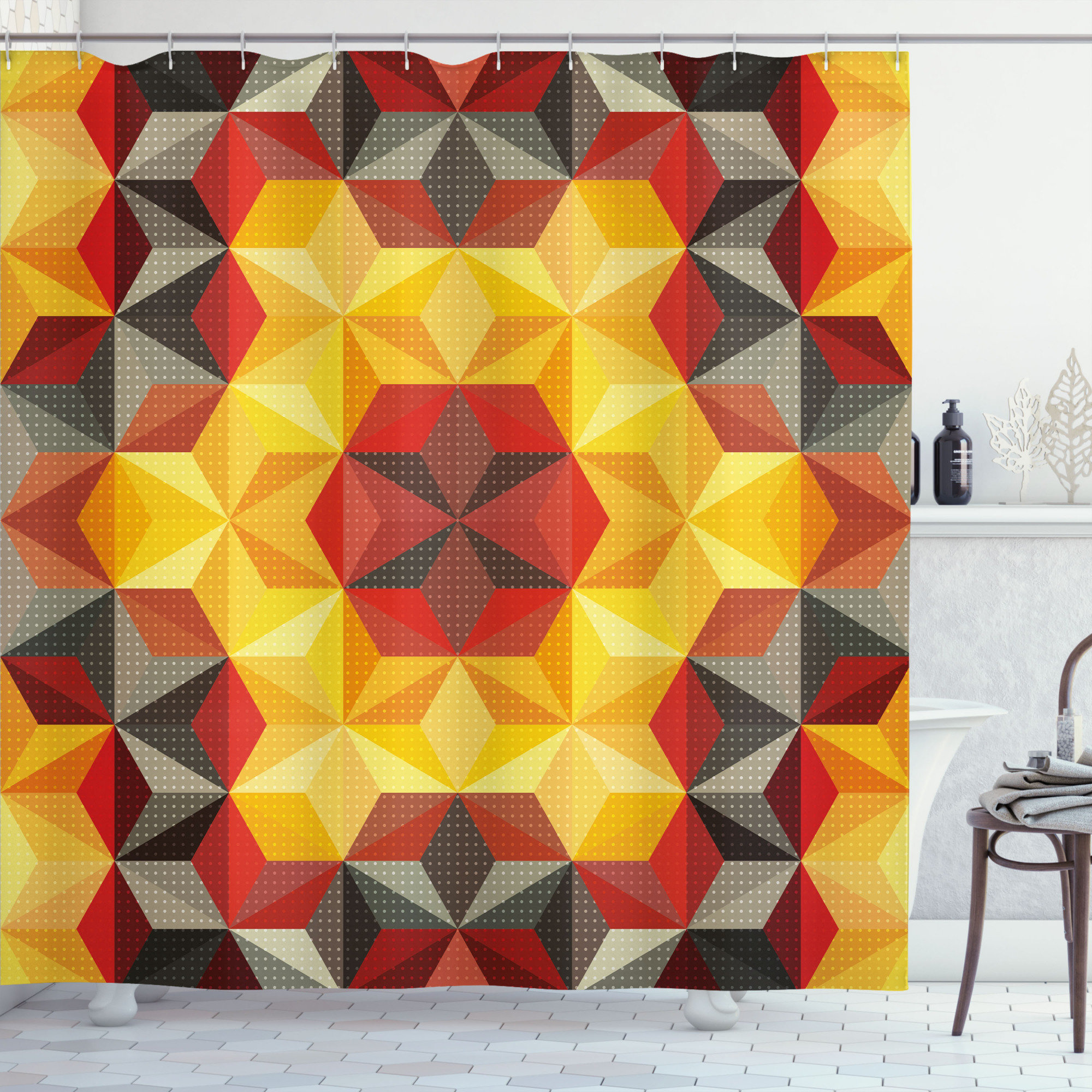 Ambesonne Modern Art Home Psychedelic Design with Geometric