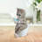 4.25"H Grey Tabby Sitting on Toilet Figurine