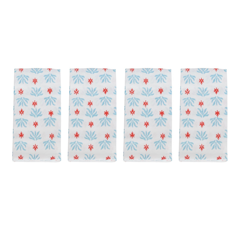 Serviettes biologiques S / 4 - Herbe de mer - Eau salée et coquelicot