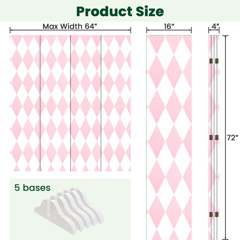 Paravent 4 panneaux à cloison pliable séparant la cloison de protection, 4, 71" H x 64" W x 1" D