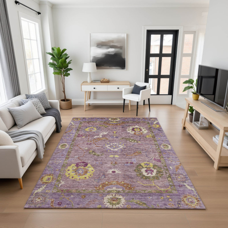Premium Machine Washable Mayfield AMF2229 Global Rug, 2'6" x 3'10", Merlot