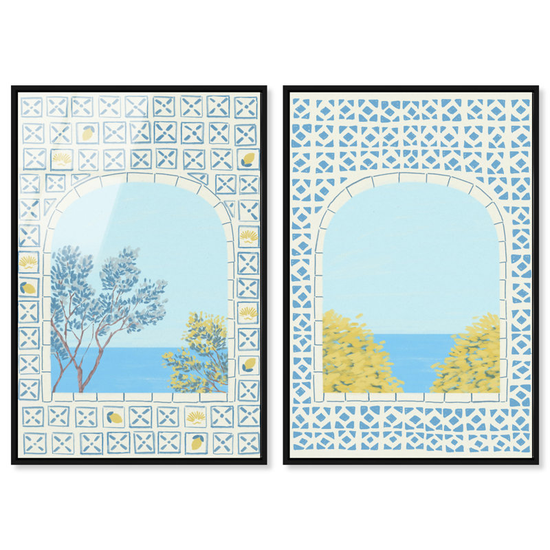 Mediterranean window set High-Gloss Frameless Acrylic Glass Wall Art Nautical & Beach Print by Oliver Gal, Ready to Hang, 10 x 15