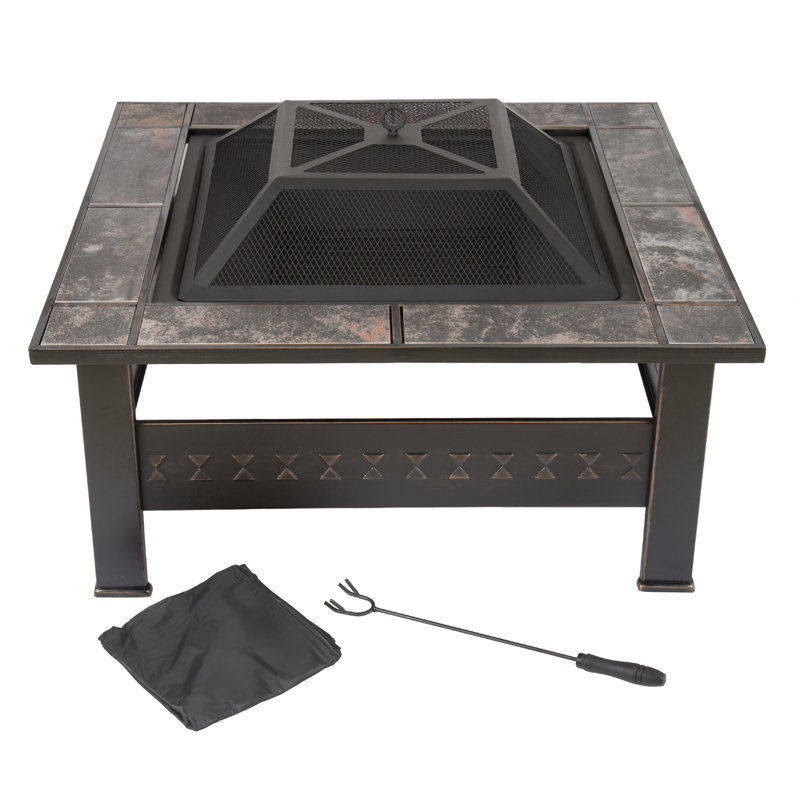 Square Steel Wood Burning Smokeless Fire Pit Table