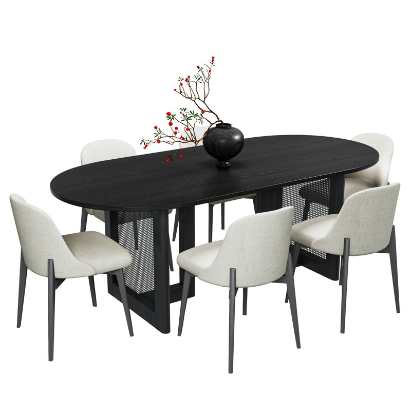 Clee 7 Piece - Dining Table Set, Black