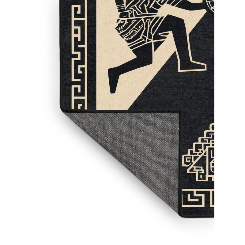 Tapis à motif géométrique doux et moelleux d'inspiration mondiale Montpelier - reliure noire, 4 x 6