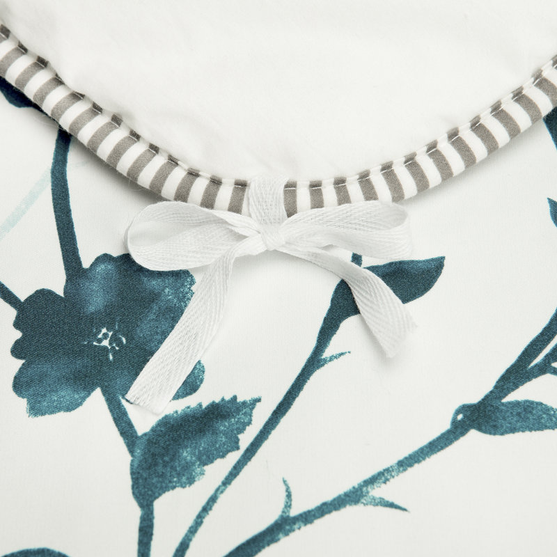 Teal Floral Print King Microfiber 3-Piece Duvet Cover Set