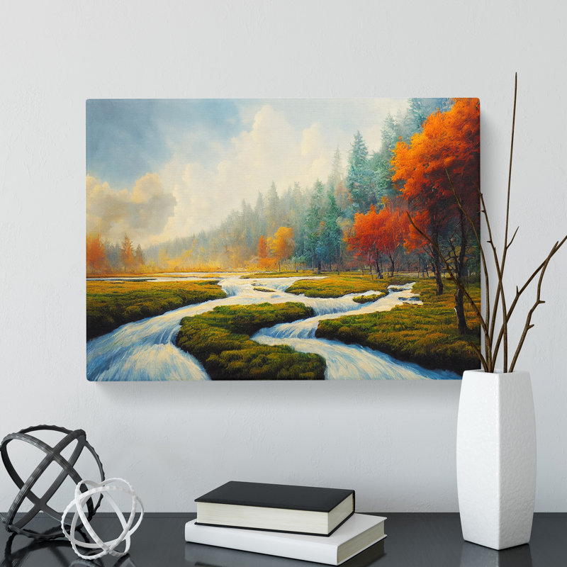 Autumn River Forest - Wrapped Canvas, 35cm H x 50cm W x 3cm D