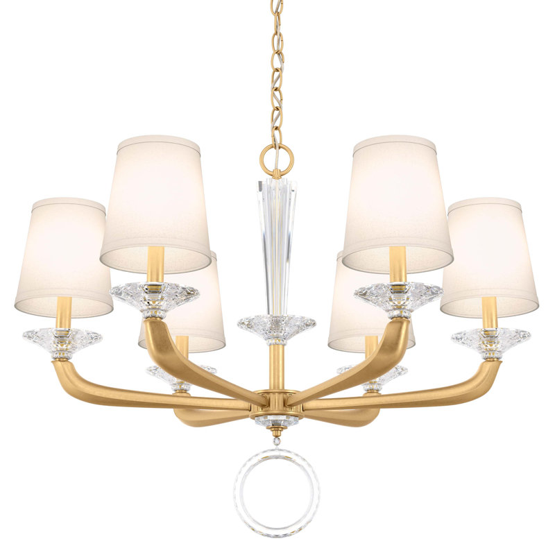 Emilea 6 - Light Glass Chandelier, Heirloom Gold