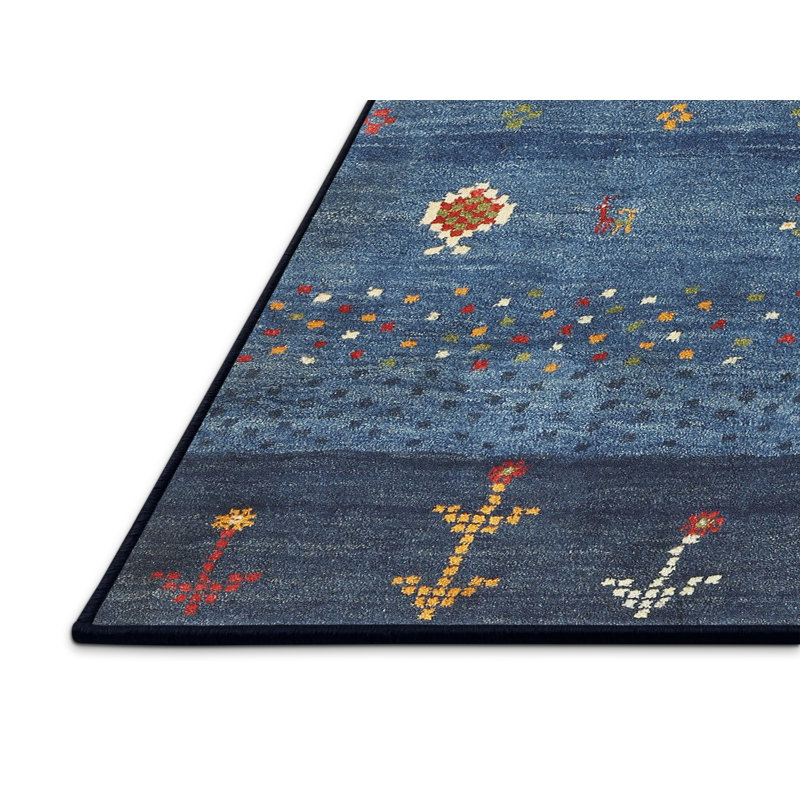 Tapis contemporain gris foncé / bleu marine Whitingham, Rectangle 2 pi x 5 pi