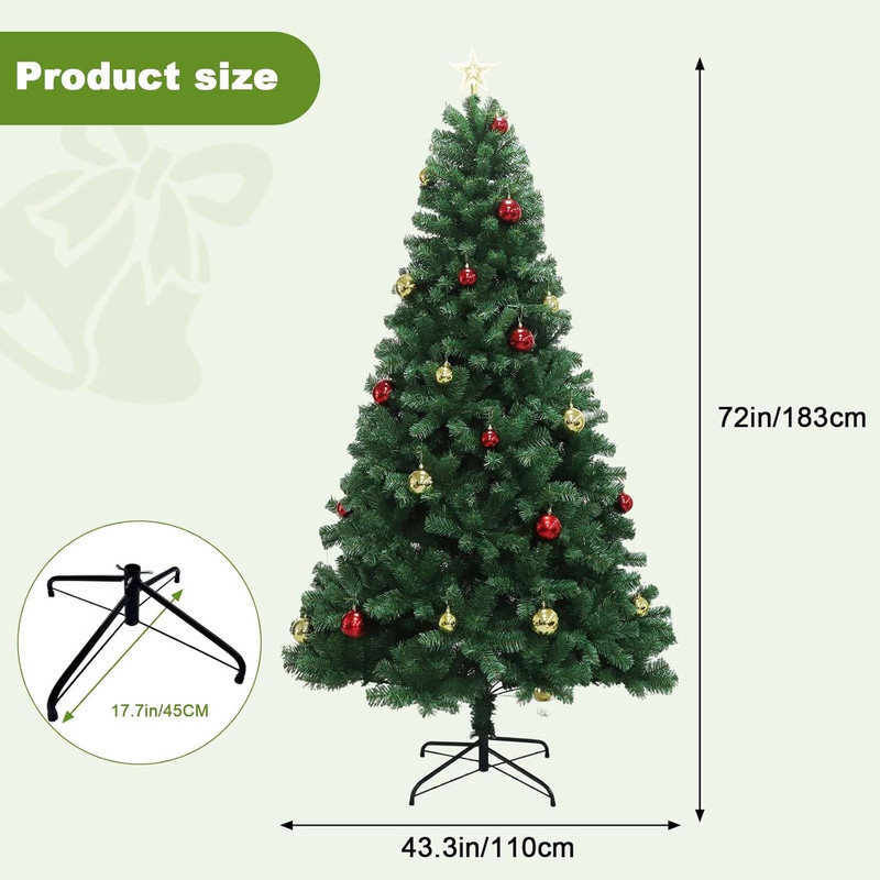 Artificial Christmas Tree with Remote Control Green Holiday Tree for Living Room Office Party Decoration, Premium Hinged Artificial Pine Lighted Holiday with Metal Stand