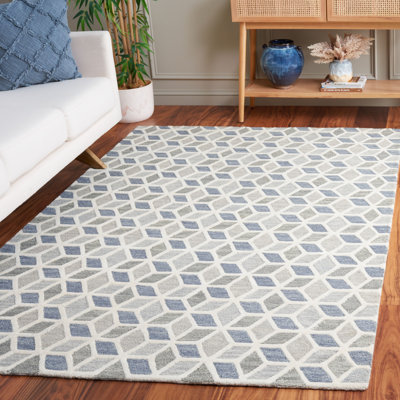 Tapis en laine / coton touffeté à la main ébène ivoire / gris