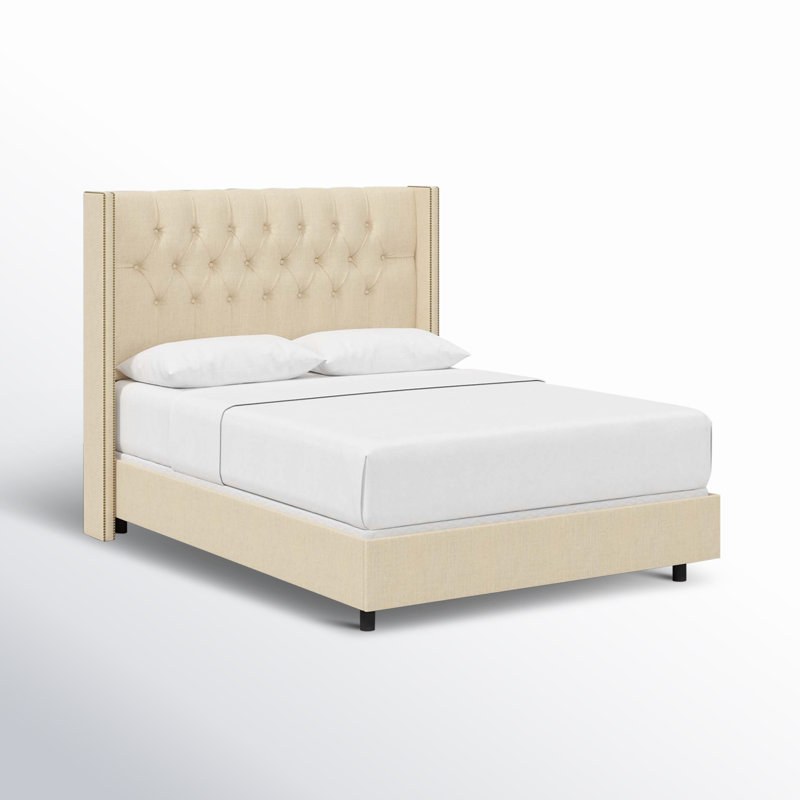 Lit tapissier standard Breckin, Grand, Lin classique