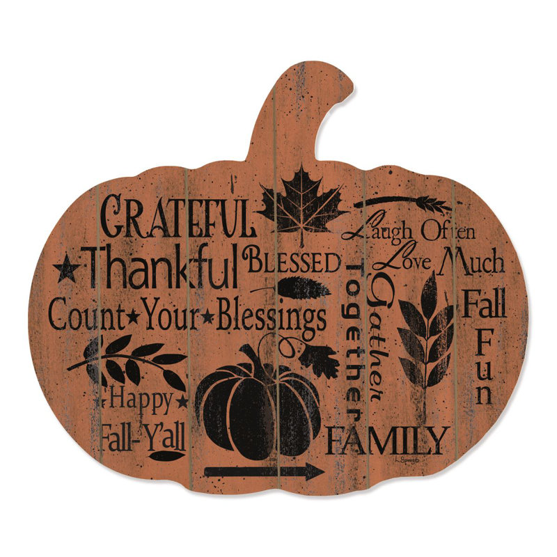 "Grateful" par Artisan Linda Spivey, reproduction d'art sur bois citrouille