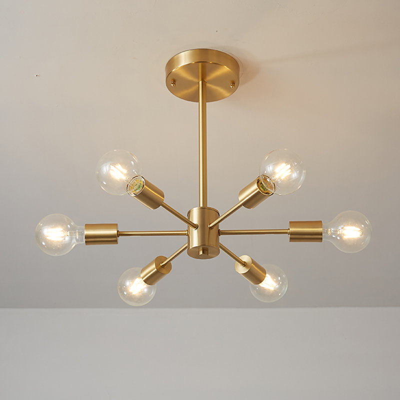 Haverhille 6-Light 44cm Modern Glass Shade Sputnik Semi Flush Mount