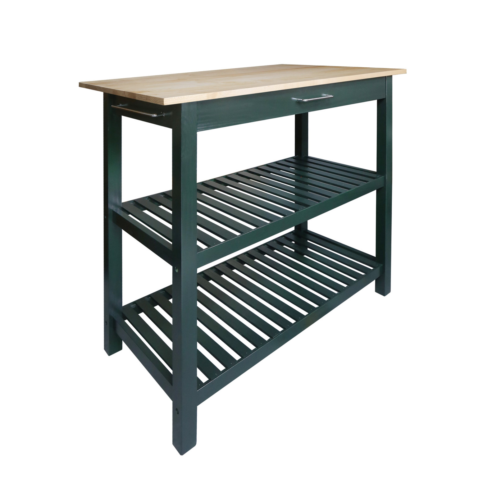 Herriott 40" Solid Wood Prep Table, Hunter Green/Natural, 36.5"H x 40"W x 20"D