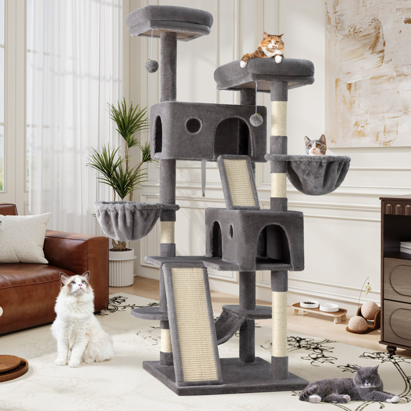 65.7" H Multi-Level Large Cat Tree, Gray