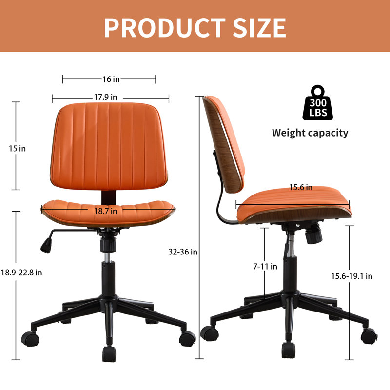 Chaise de bureau Mid-Century, Orange