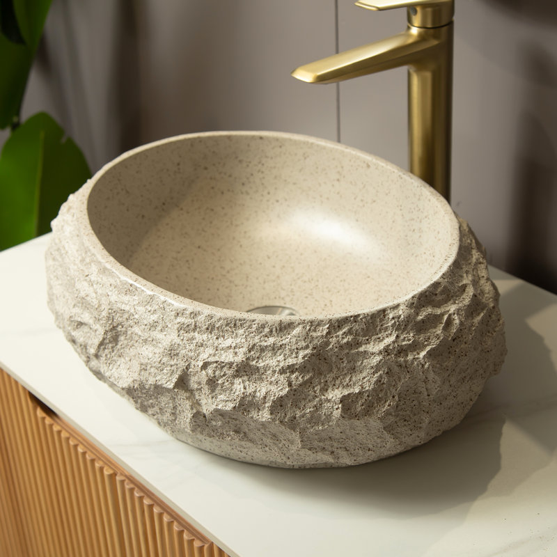 Lavabo de salle de bain ovale en résine 18 po Artistic, Beige