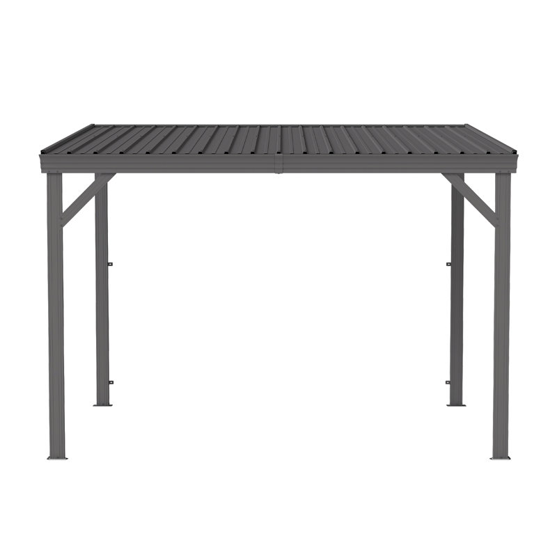 Abri de jardin de 8 pi x 10 pi avec système de drainage amélioré, toit incliné en acier galvanisé à toit rigide pour terrasse de patio (gris)