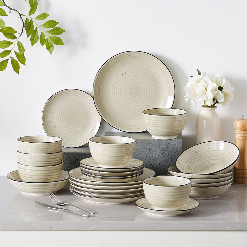 Bonbon Piece Dinnerware Set - Service for 6, Beige