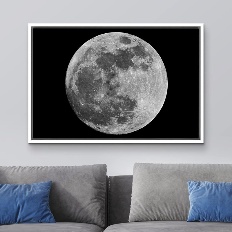 "Pleine lune" sur toile, H 24 po x l 36 po, Cadre blanc