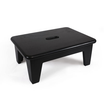 Marchepied pour lit - chêne cultivé aux États-Unis, tabouret en bois pour adultes et personnes âgées, 6,5 po de hauteur, tapis antidérapant, aucun assemblage requis, bois massif, couleur noire