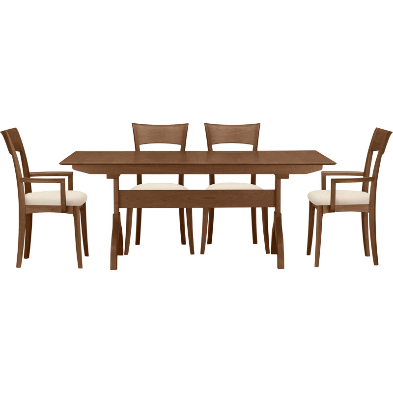 Sarah 5 - Piece Dining Set, Saddle Cherry, Coffee Leather