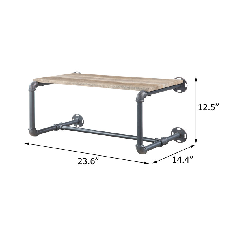 Haefele Accent Shelf with Towel Bar in Oak and Sandy Black