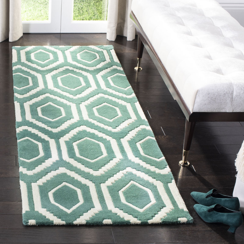 Deedie Hand Tufted Wool Geometric Rug, Runner 2'3" x 7'