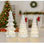 Ensemble de 3 arbres de Noël en céramique illuminés - petit arbre de Noël blanc avec lumières DEL chaudes pour les décorations de table, de manteau de cheminée, de maison de campagne