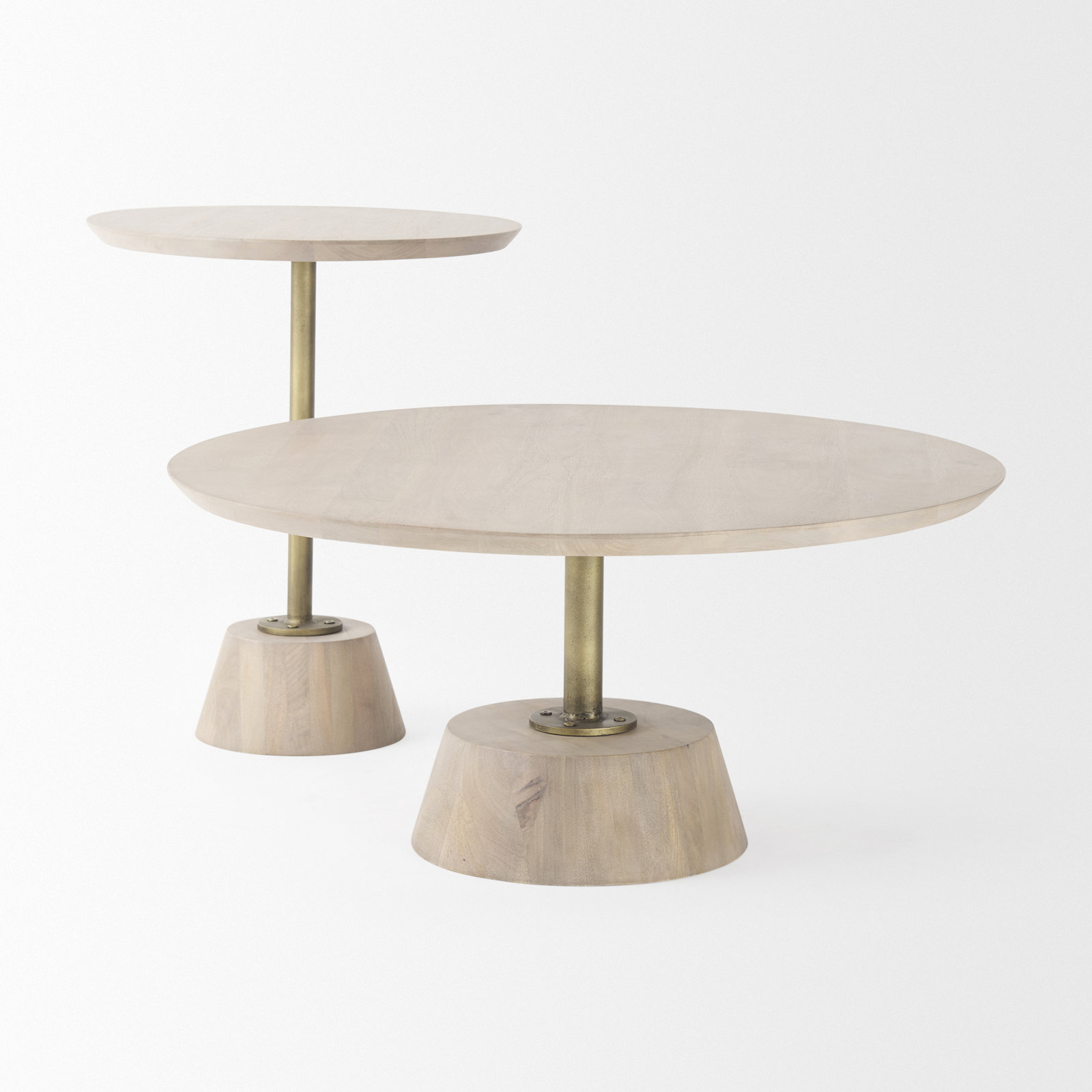 Thomas Solid Wood End Table, Light Brown/Antiqued Gold