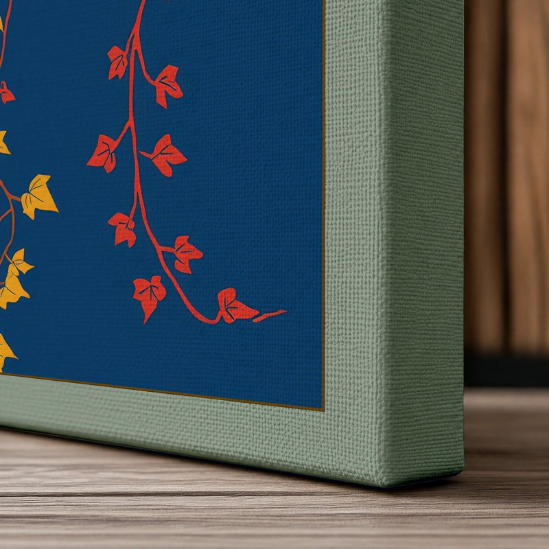 Autumn Leaves in Gold Botanical - Wrapped Canvas, 24x16 - 61.0 x 40.6 cm, Sage Border