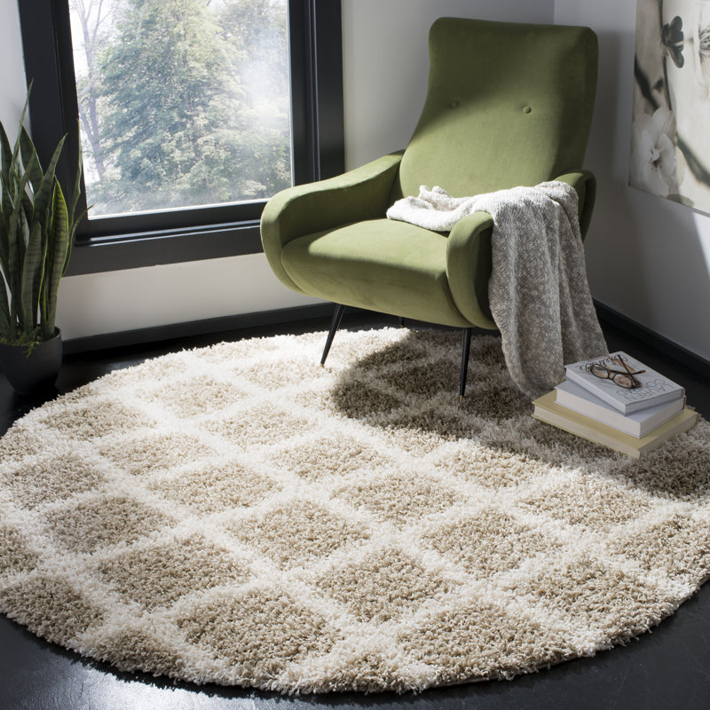 Skyleen Shag Performance Geometric Rug, Round 6'