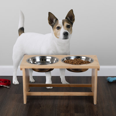 PETMAKER Elevated Dog Bowls with Bamboo Stand