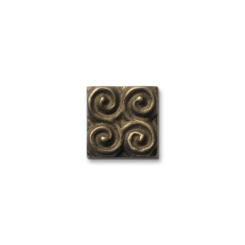 Pinwheel 1" x 1" Metal Decorative Tile Insert, White Bronze