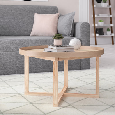Bostic Solid Wood Tray Top Cross Legs End Table