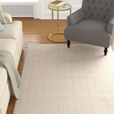 Tapis décoratif kaki en laine tissée à la main Peever