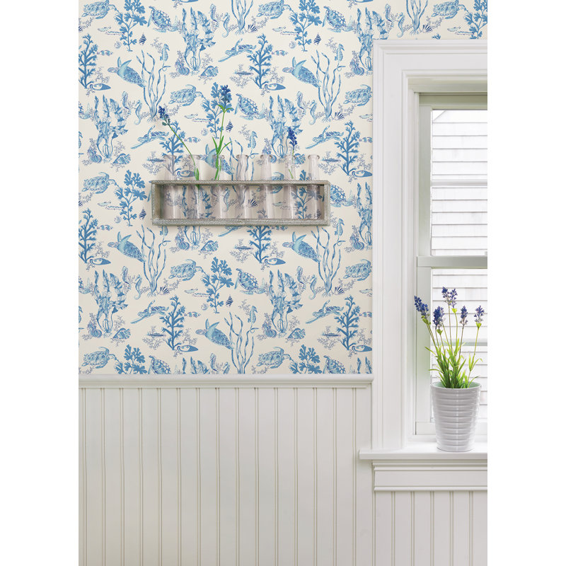 Garparilla Vinyl Peel & Stick Wallpaper Double Roll, Azure