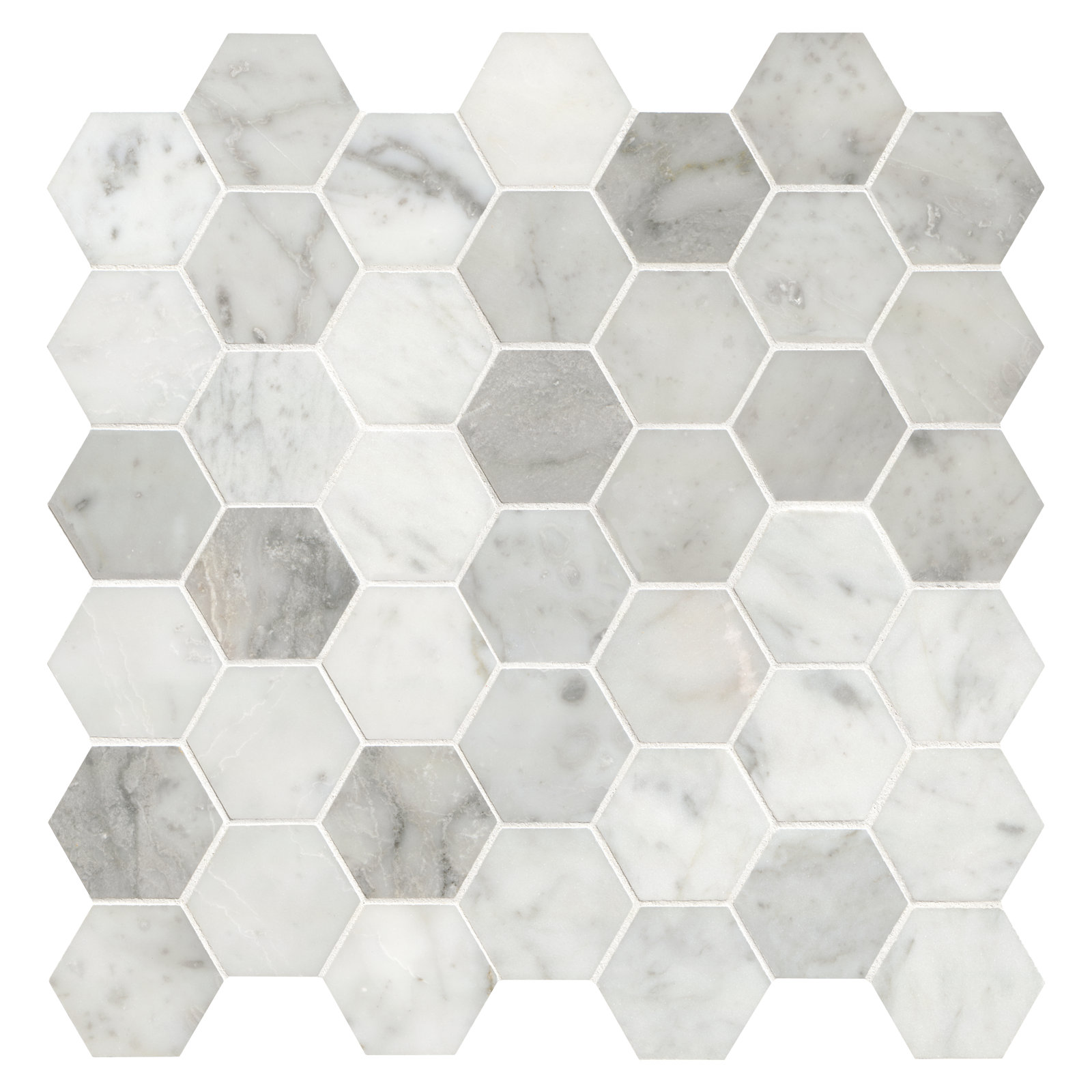 Carrara White Hexagon 12 in. x 12 in. Honed Marble Mosaic Floor and Wall Tile
