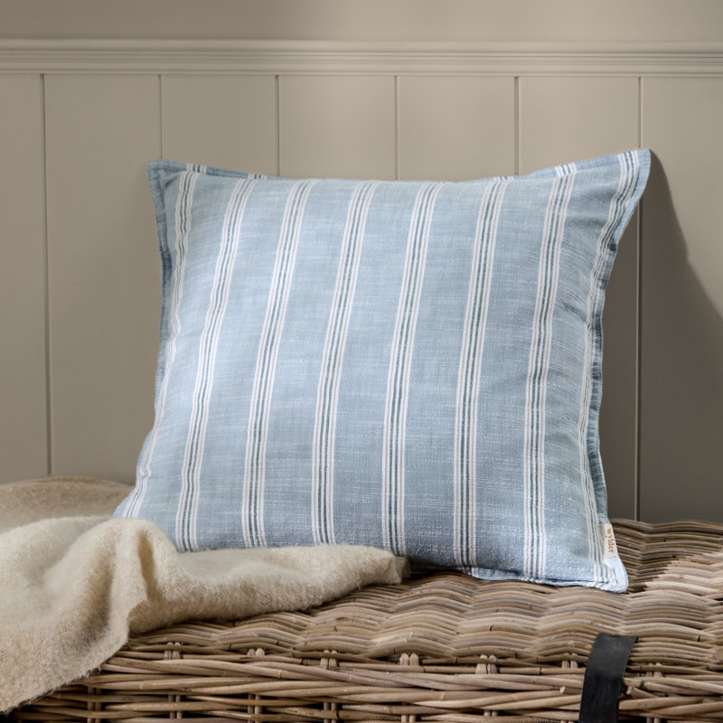 Asijah Striped Square Throw Cushion, Feather, Blue