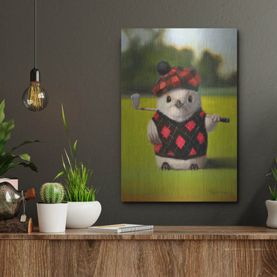 Art mural en métal luxueux «Birdie Swing» par Lucia Heffernan, 12 po x 16 po