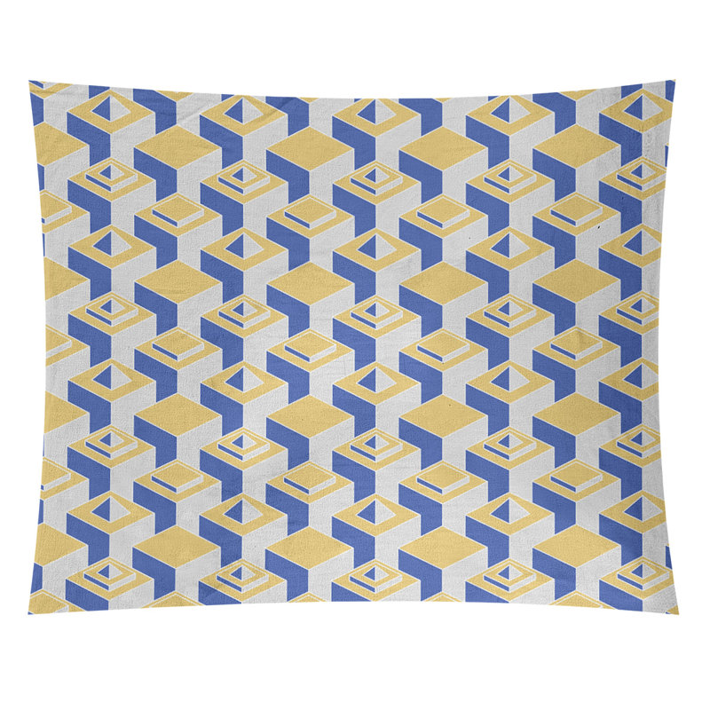 Tapisserie, H 68 po x l 80 po, Jaune/bleu