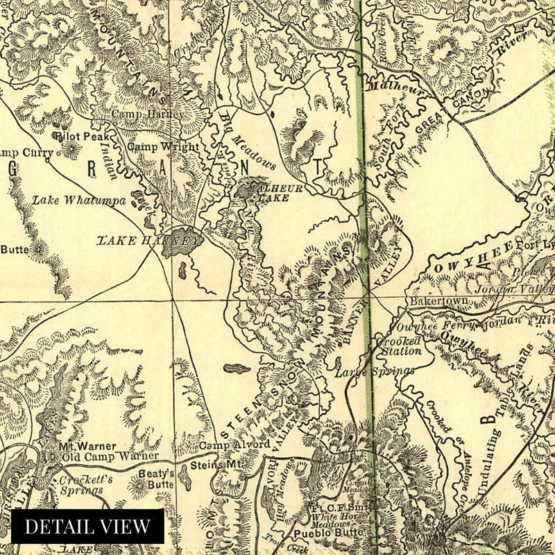 1876, carte de l'Oregon, art mural, H 16 po x l 24 po x P 0,1 po
