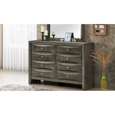 Meuble de chambre gris: Finition en placage de bois véritable pour un meuble élégant: résiste à l'usure quotidienne et aux dommages