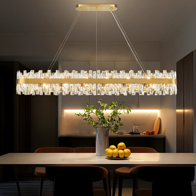 Light Dimmable Square / Rectangle Crystal Chandelier