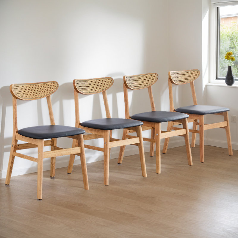 Ensemble de 4 chaises d'appoint rembourrées Charisa,  Jaune clair