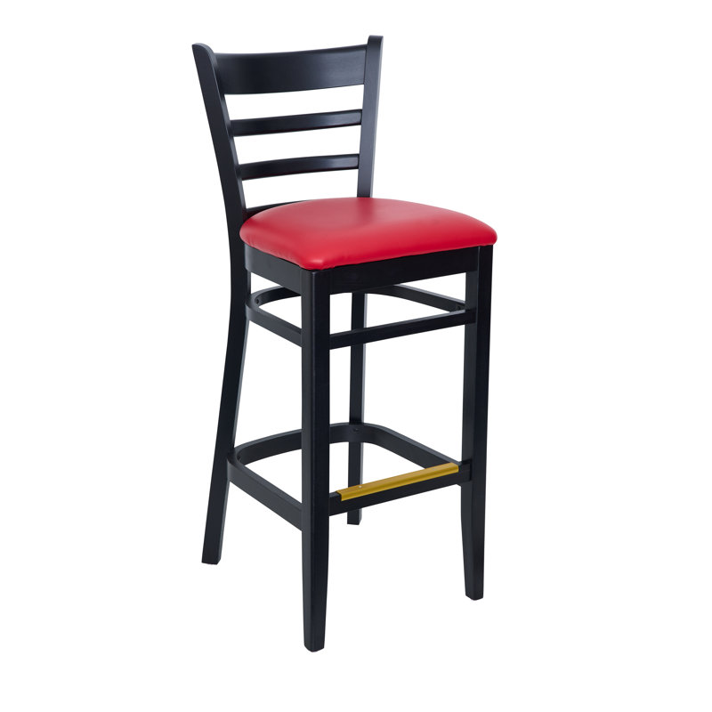 Berkeley Upholstered Counter Stool with Solid Wood Frame, Red / Black