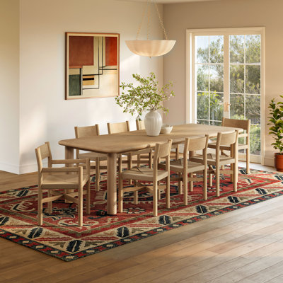 Stolz 9-Piece Oak Wood Extendable Dining Table and Chairs Set in Weathered Oak